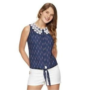 Marvel by Her Universe Captain America Semi-Sheer Tie Front Blouse Blue Size M